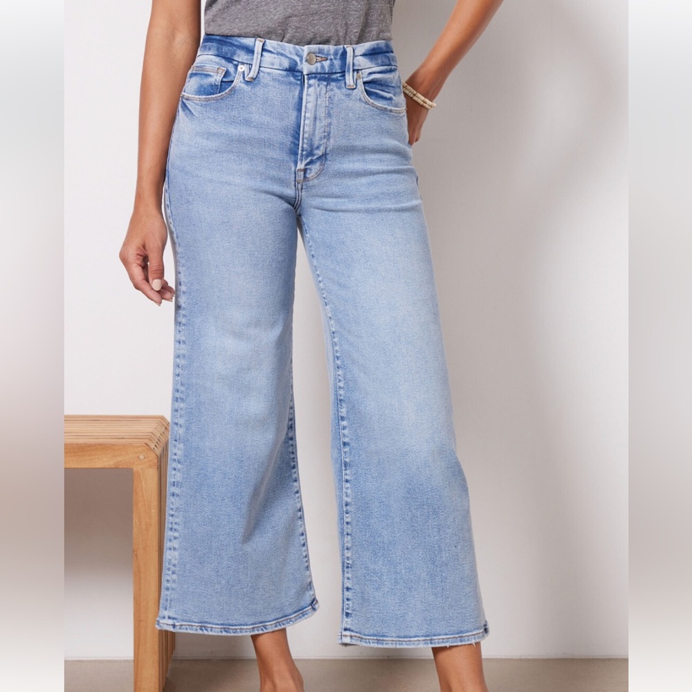 Good American Good Waist Palazzo Crop (wide leg jeans)